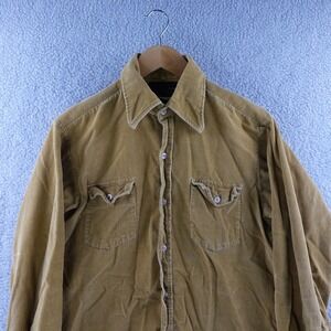 Vintage Phoenix Brand Mens M Tan Corduroy Long Sleeve Button Up Shirt